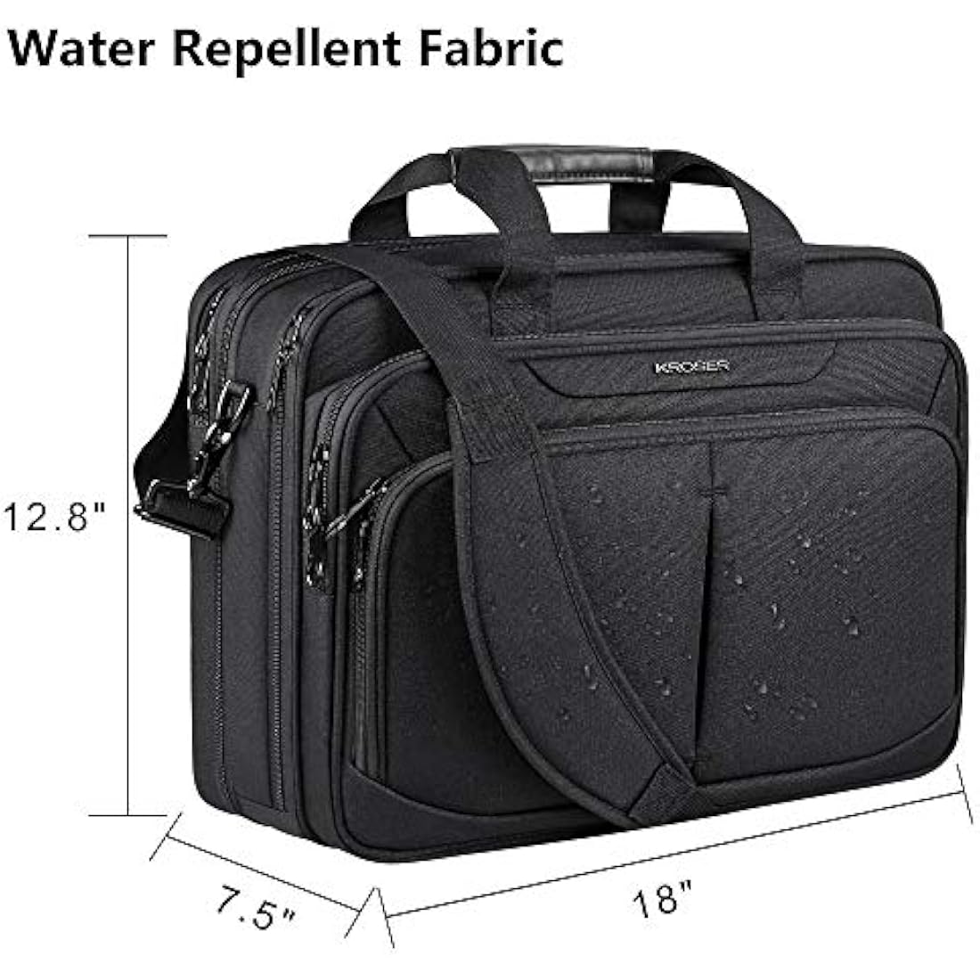 KROSER 17.3" Expandable Laptop Bag | Water-Repellent RFID Briefcase