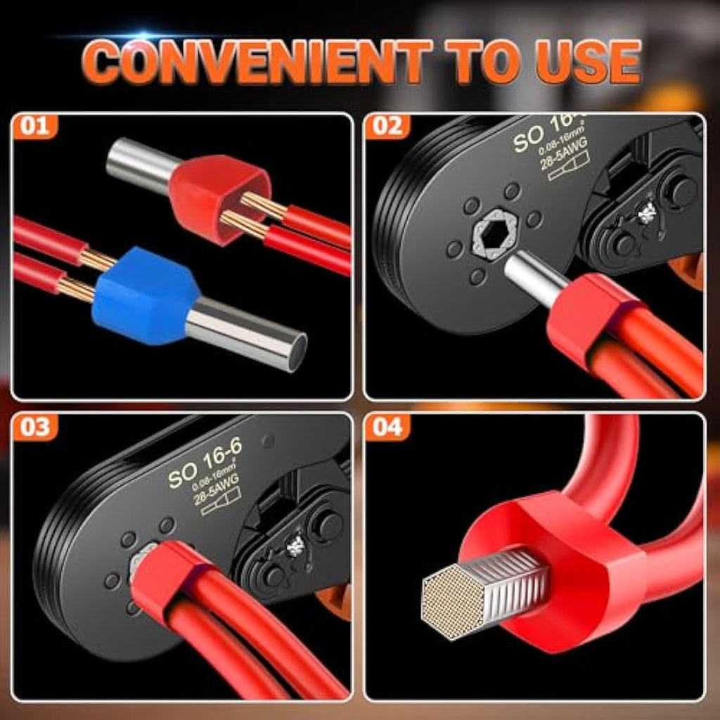 Preciva Ferrule Crimping Tool | 0.08-16mm² Ratchet Wire Crimper Pliers