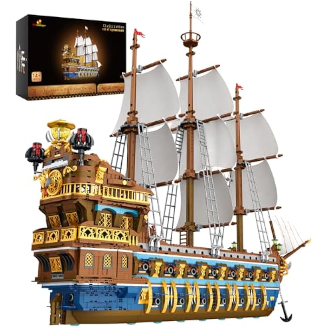 JMBricklayer Pirate Ship Building Blocks Set – Royal Fleet Model 40103 (3162 Pieces)