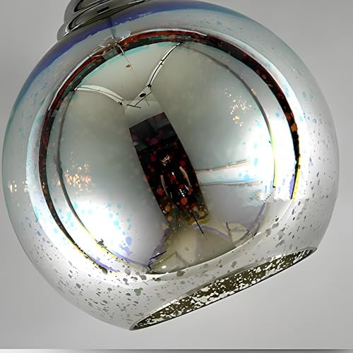 KRUIHAN 3D Firework Glass Pendant Light – Silver Globe Chandelier, 25CM
