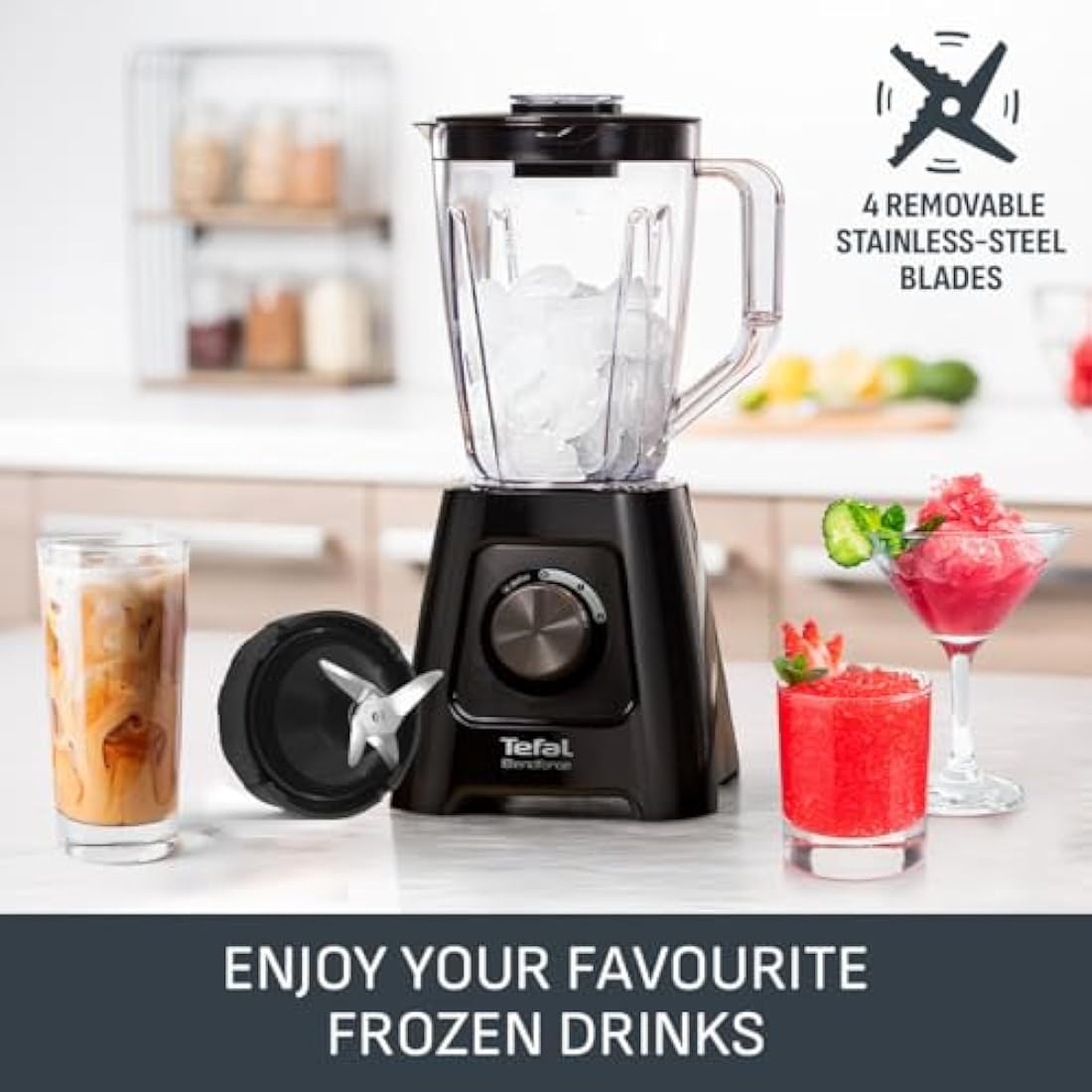Tefal Blendforce II Blender | 600W 2L Smoothie & Ice Crusher - Black