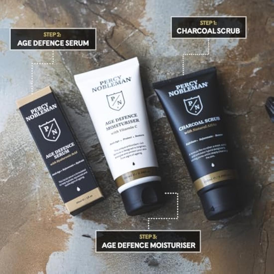 Percy Nobleman Age Defence Kit – 3-Step Men's Skincare Gift Set