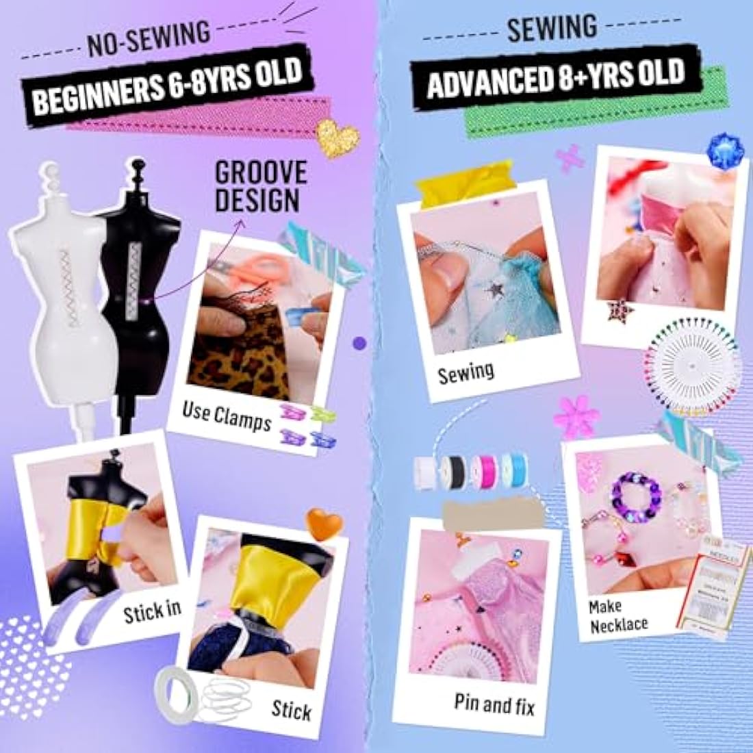 Jolof Store Fashion Designer Kit - 1000+Pcs DIY Sewing Craft for Girls