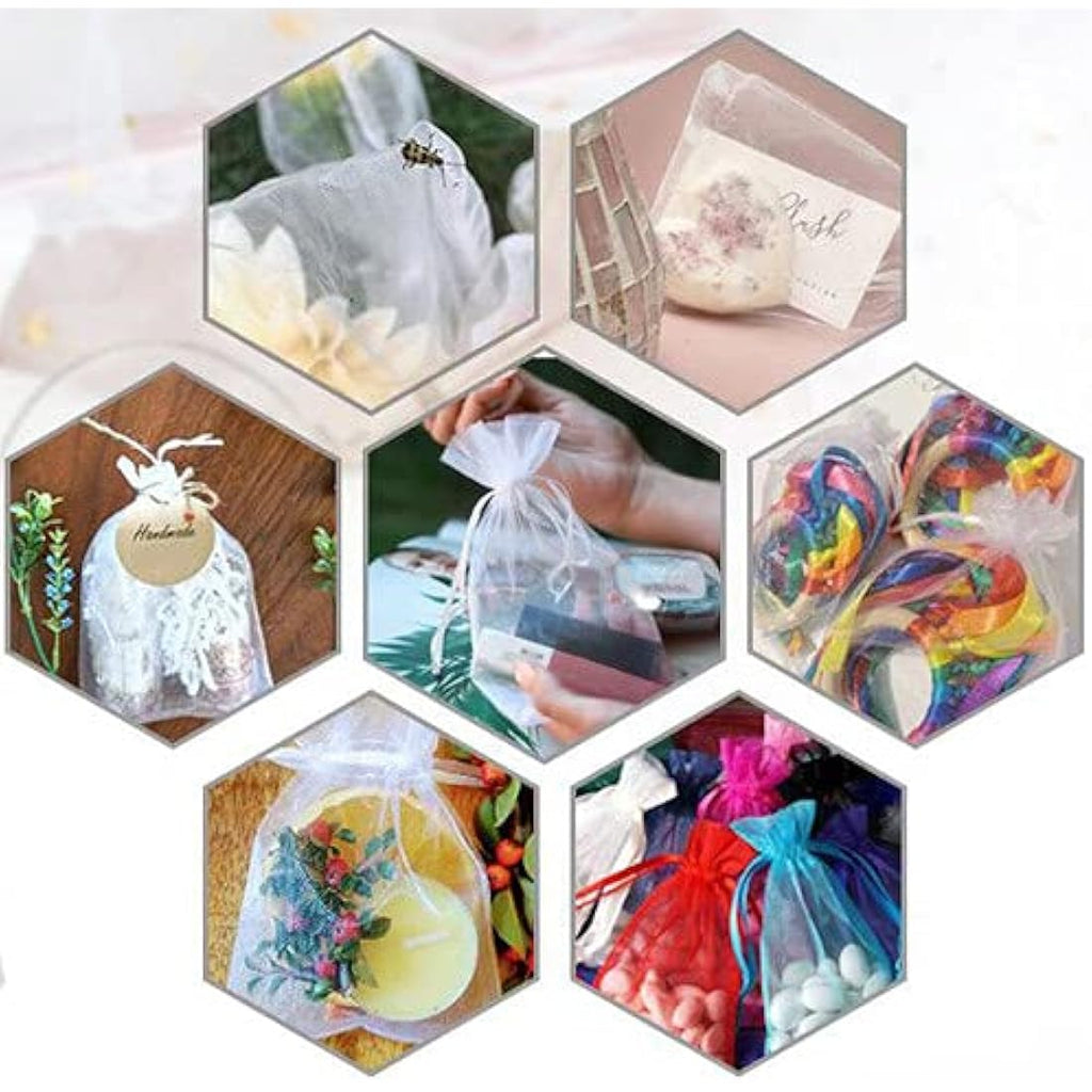 G2PLUS White Organza Gift Bags | 100 PCS Mesh Jewelry Pouches 10x15cm