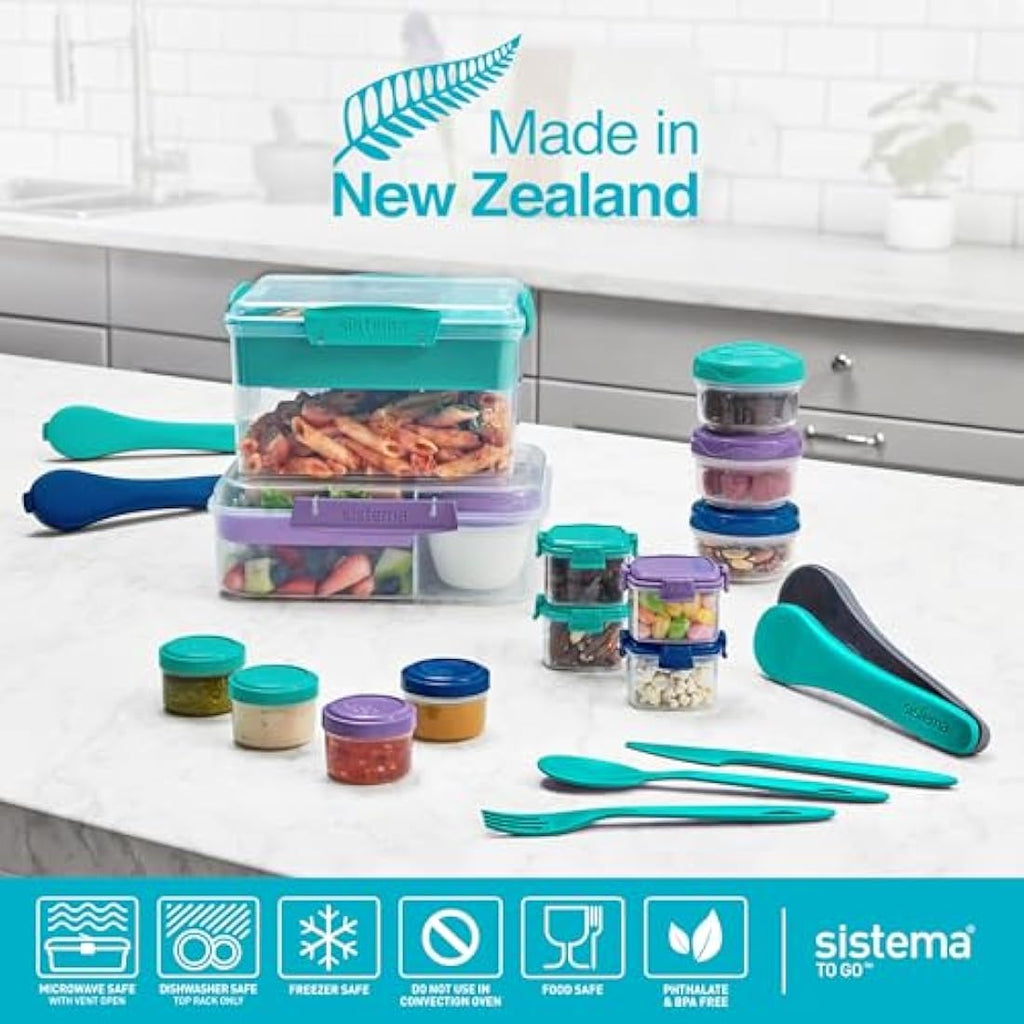 Sistema Bento Box Lunch Container with Compartments, 1.65L - Minty Teal