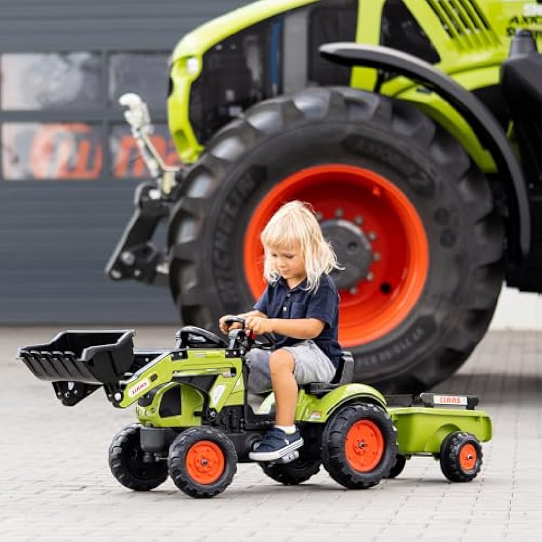 Falk Claas Pedal Ride-On Tractor with Backhoe and Trailer for Ages 2-5