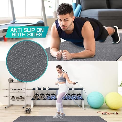 Yes4All Interlocking EVA Foam Exercise Mats – 36 Tiles, Gray, 36 Sq Ft