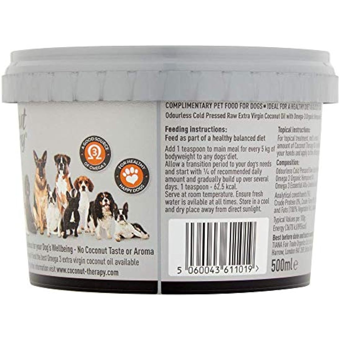 TIANA Coconut Therapy Dog Supplement with Omega-3 - 500ml (Pack of 6)