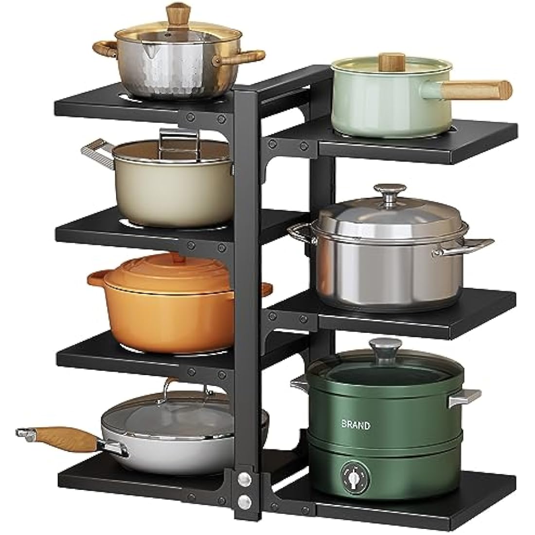 Pot and Pan Organizer | 7 Adjustable Tiers Carbon Steel Rack