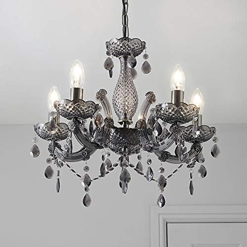 Jolof Store 5-Light Chrome Chandelier | Smoked Acrylic Ceiling Pendant
