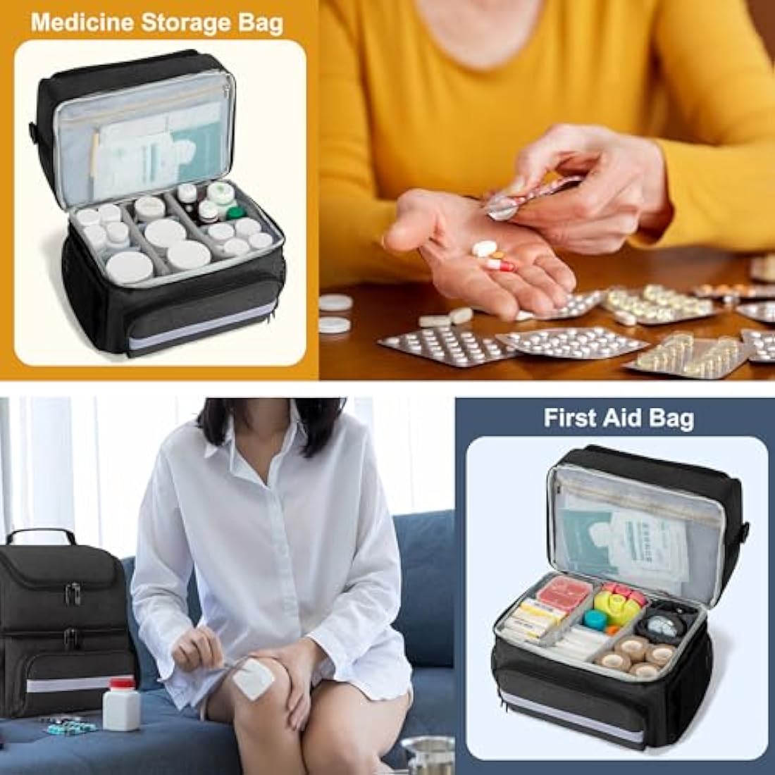 CURMIO Double Layer Medical Storage Bag | Portable First Aid Organizer