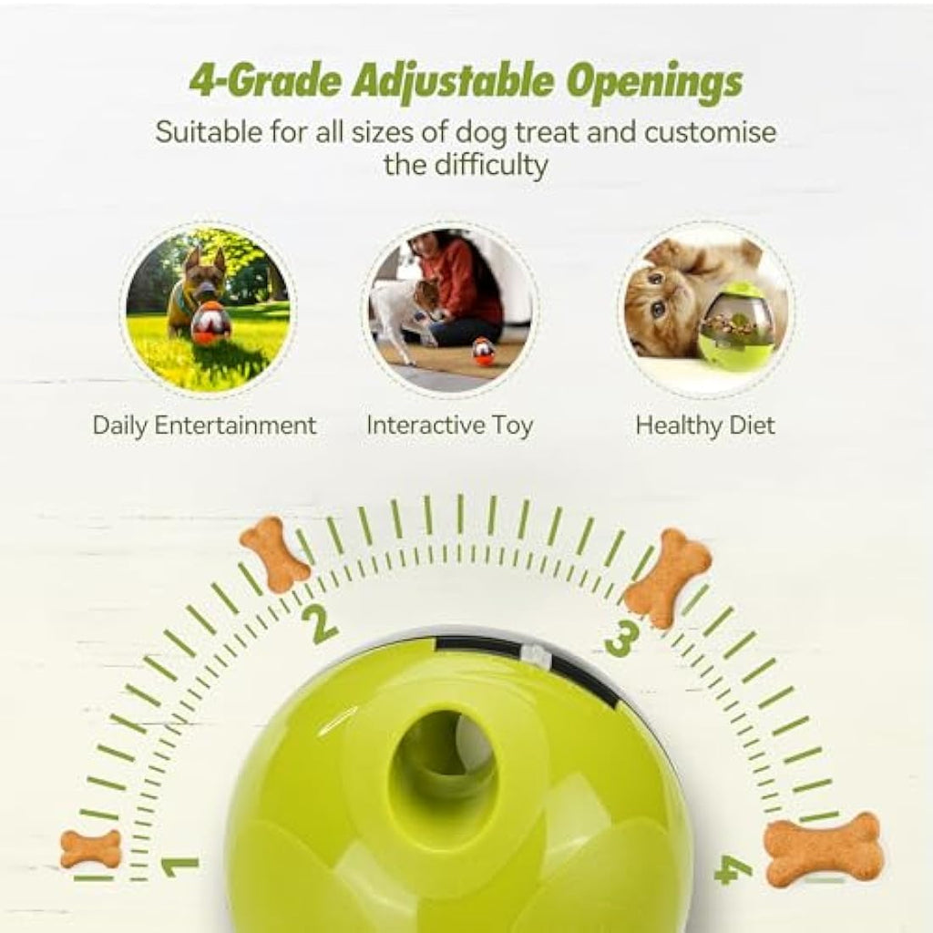 Zellar Interactive Dog Treat Dispenser Ball – Slow Feeder Toy (Green)