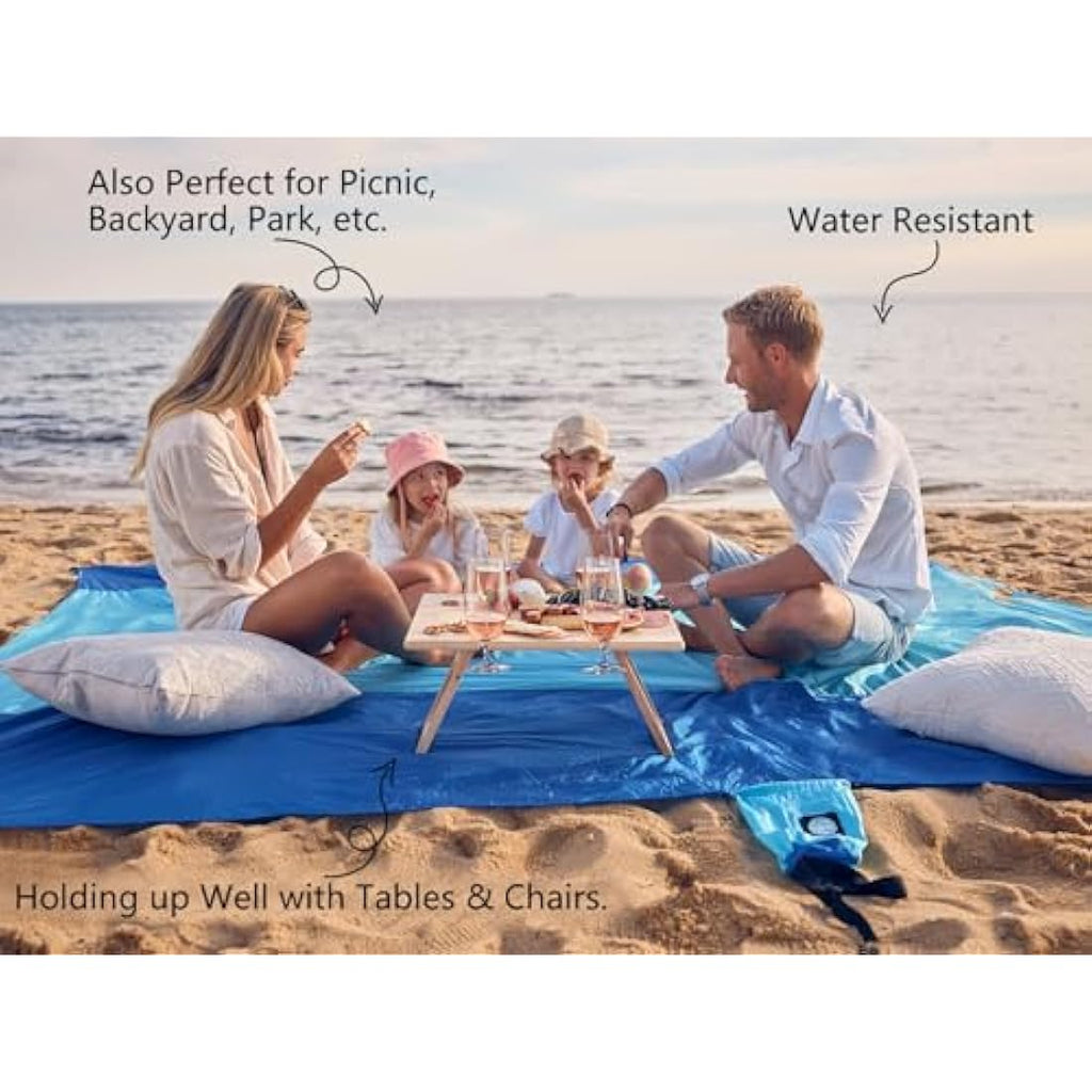 Wekapo Sand Free Beach Blanket | 10'x9' Oversized Ripstop Nylon Mat