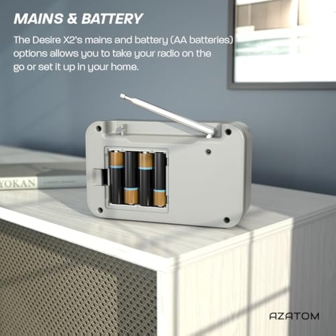Azatom Desire X2 Portable DAB/DAB+ & FM Digital Radio with Bluetooth - Grey