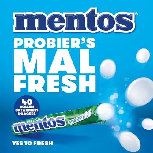 Mentos Spearmint Soft Mints – Chewy Vegetarian Sweets, 40 Rolls Bulk Pack