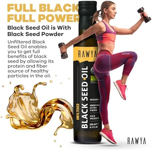 RAWYA Organic Black Seed Oil – Cold Pressed Unfiltered Nigella Sativa 250ml