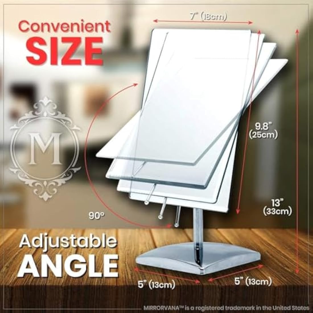 Mirrorvana Frameless Tabletop Vanity Mirror – Large Makeup Mirror