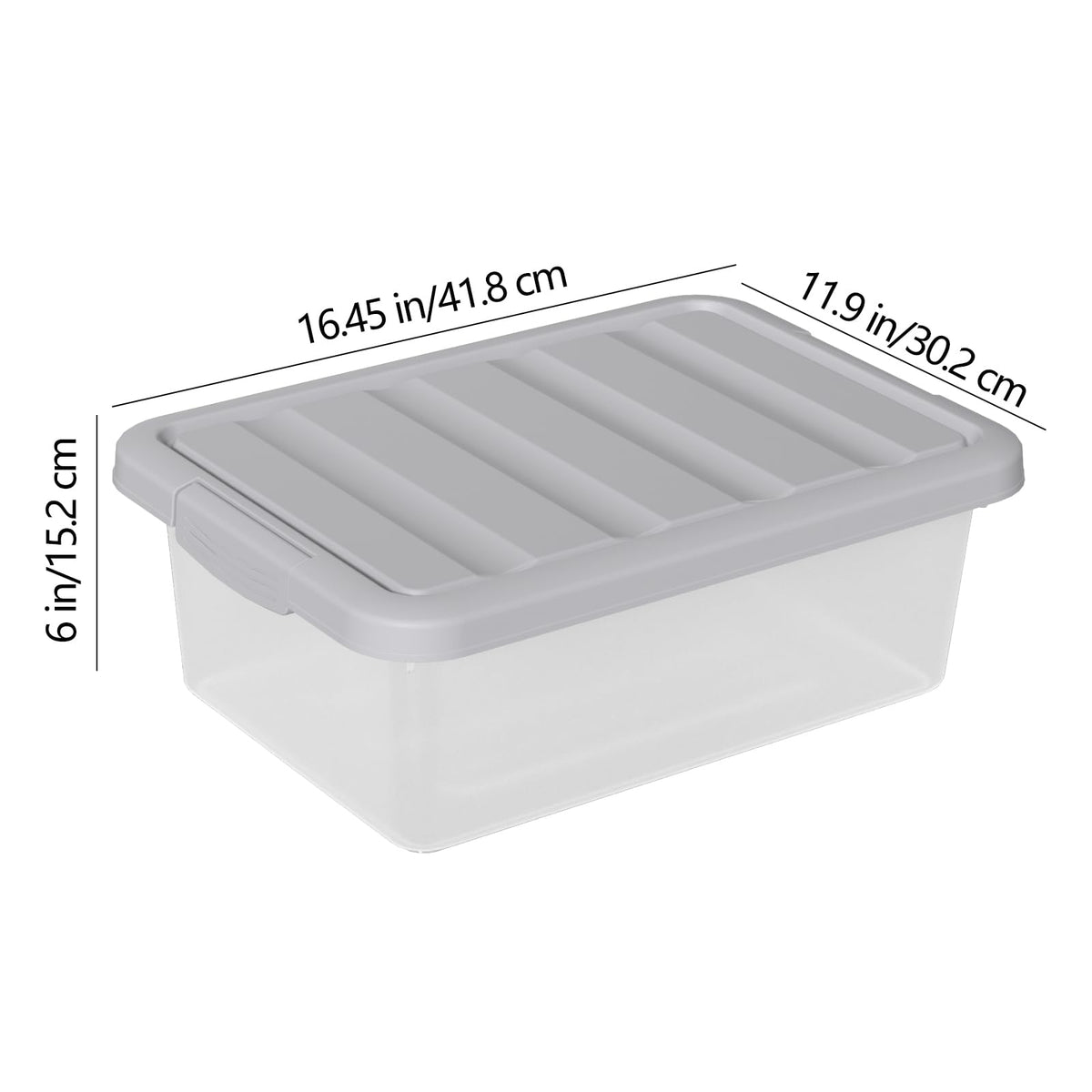 Yesdate 2 Pcs 16 L Clear Stackable Latch Bins, Plastic Storage Box with Gray Lid