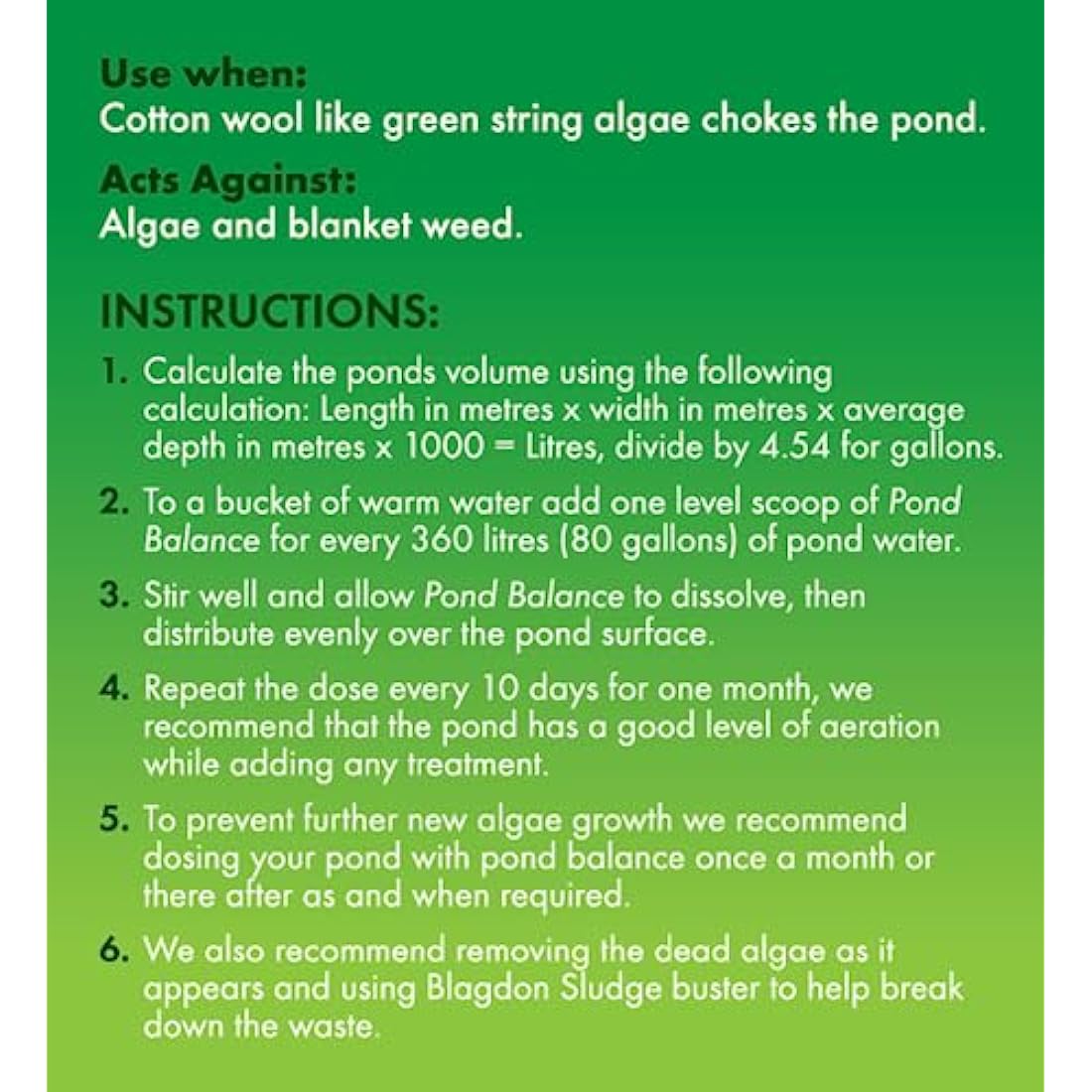 Blagdon Pond Balance Blanketweed & Algae Treatment - 1.56kg (13,638L)