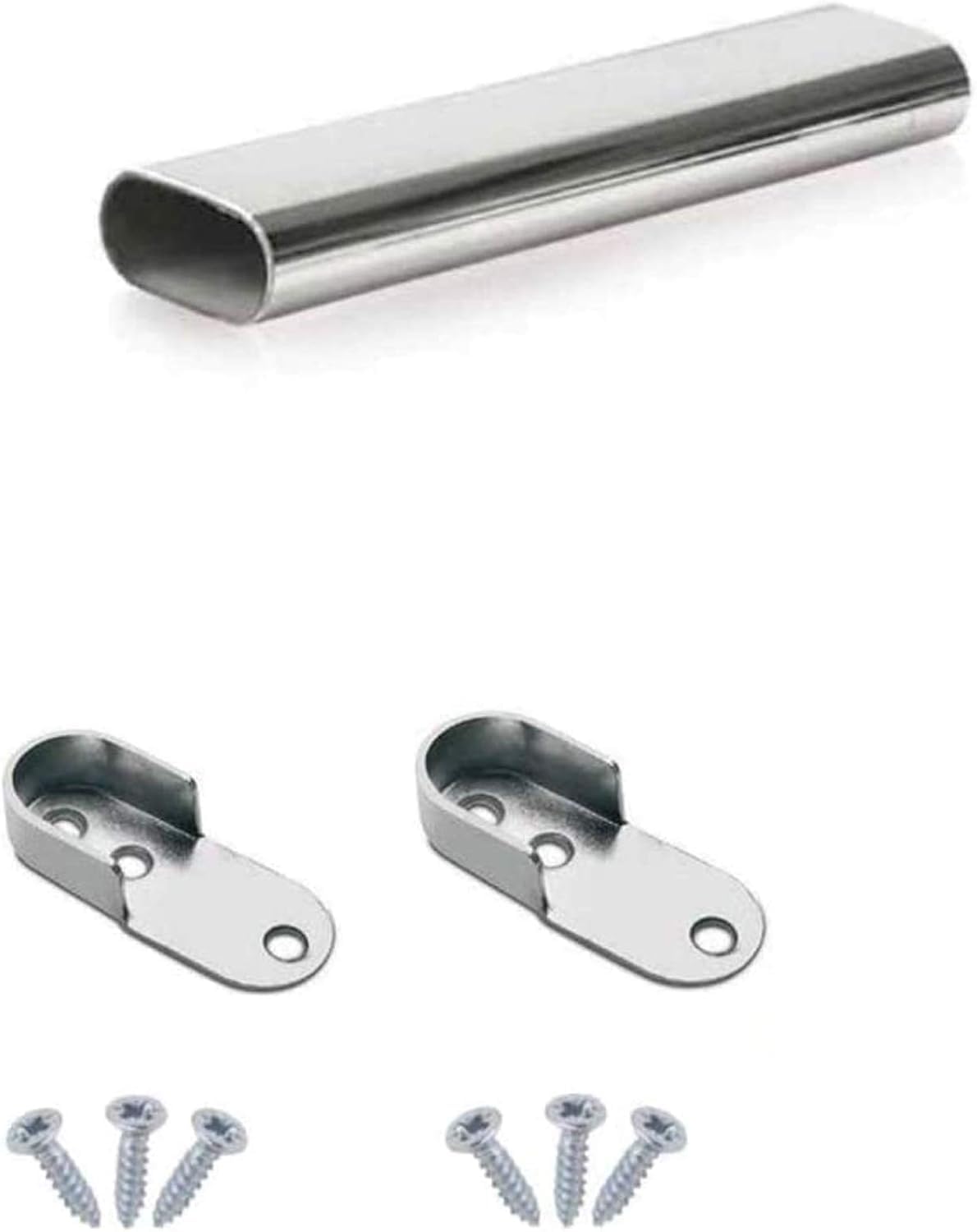 Jolof Store Polished Chrome Oval Wardrobe Rail - 700mm Closet Pole