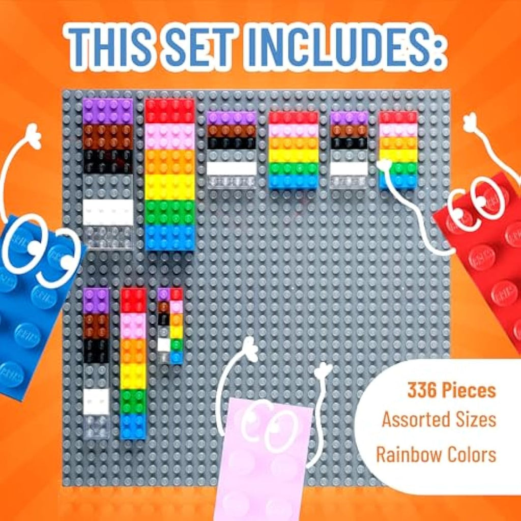 Strictly Briks 336 Piece Building Block Set with Baseplate – 12 Colors