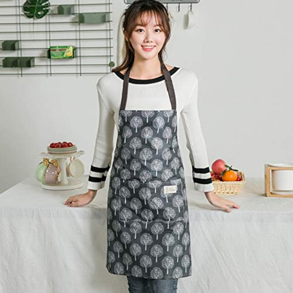 2Pcs Waterproof PVC Kitchen Apron with Pockets for Women