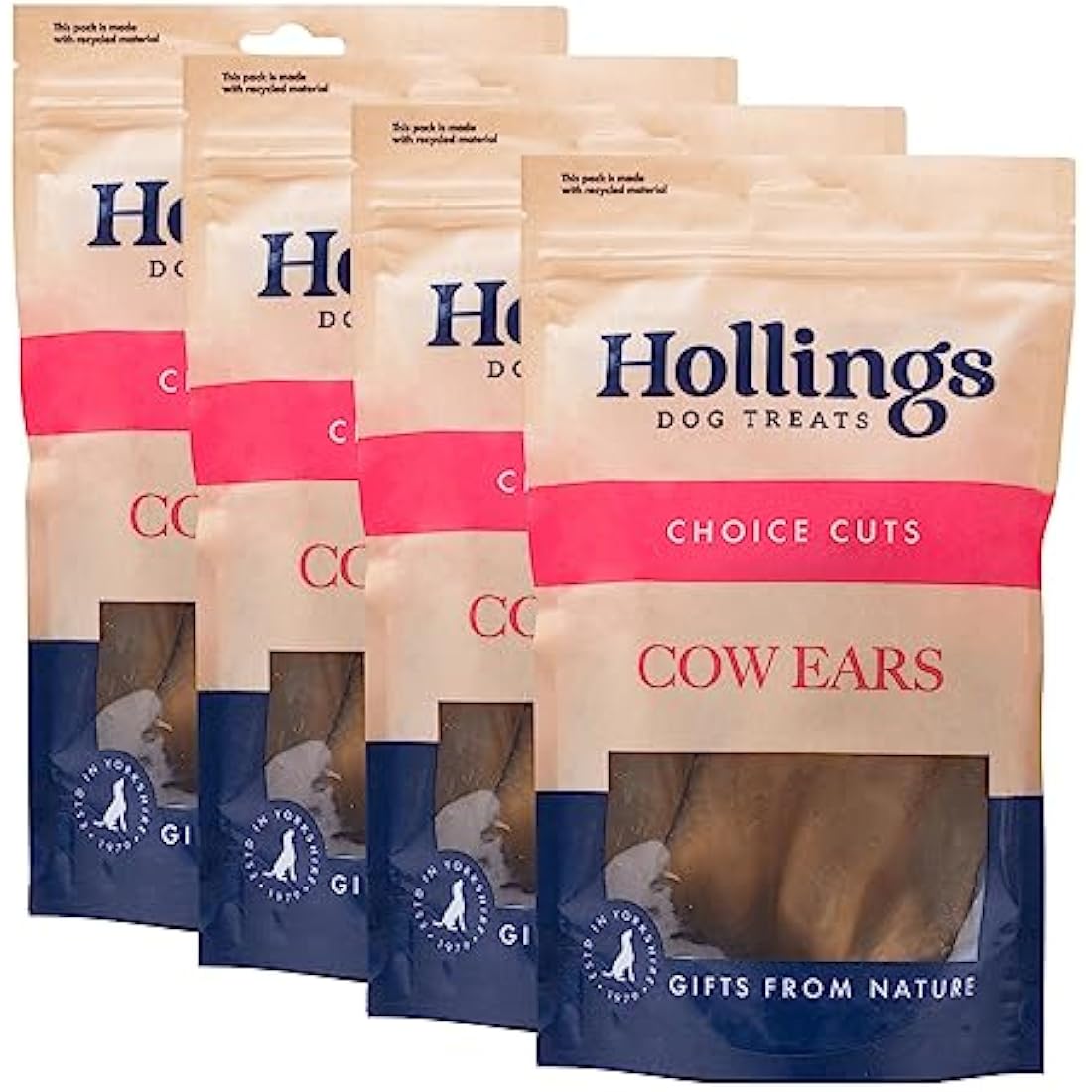Hollings Natural Cow Ears Dog Treats | Grain Free Joint Support (40 Pack)