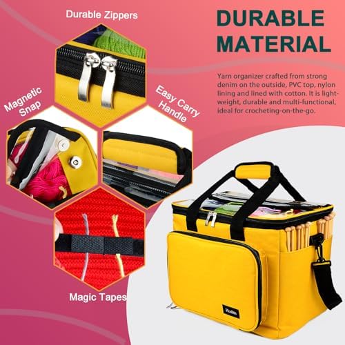 Yarn Storage Knitting Bag | Portable Crochet Tote - Yellow