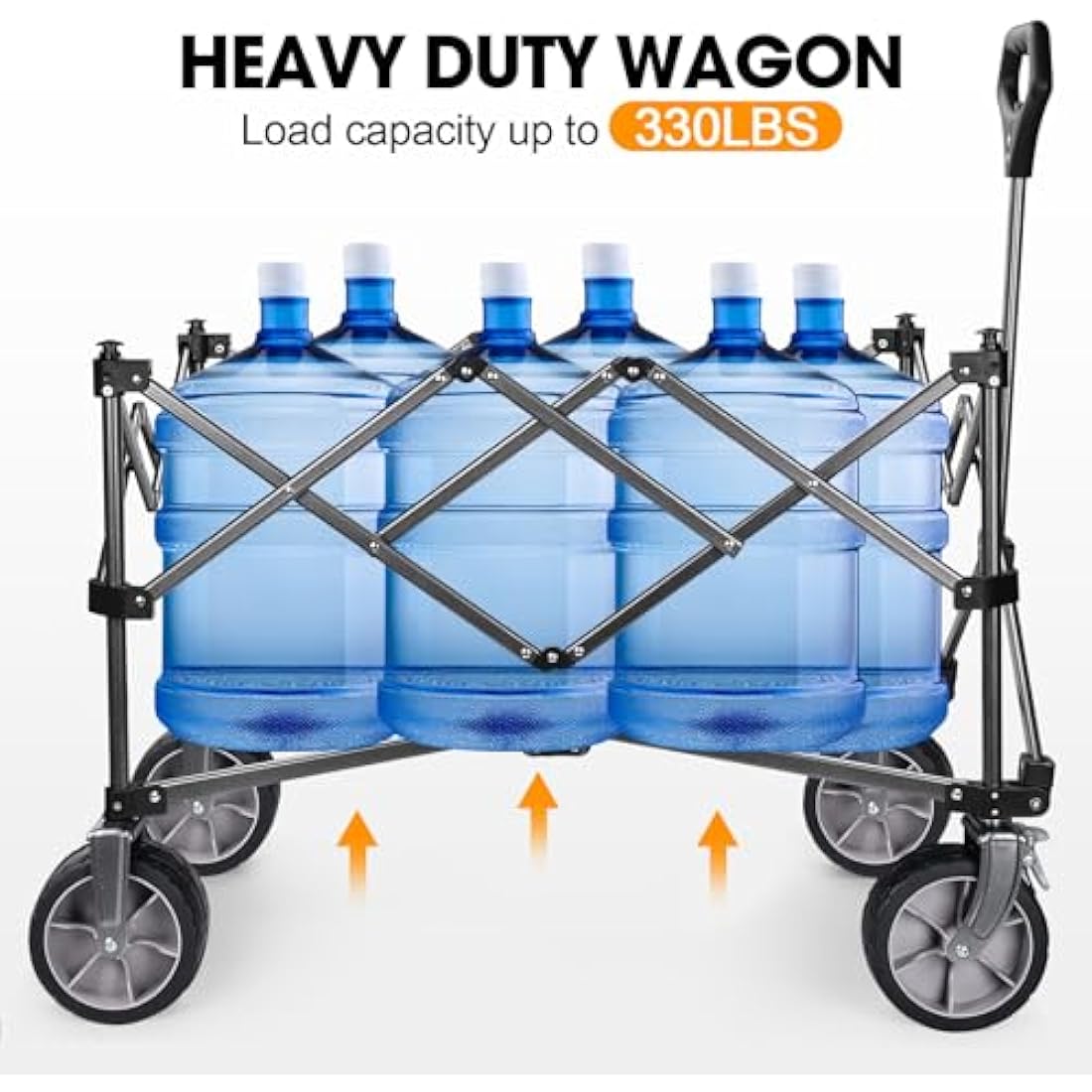 GXCROR 200L Folding Wagon – Heavy Duty 330 lbs All-Terrain Beach Cart