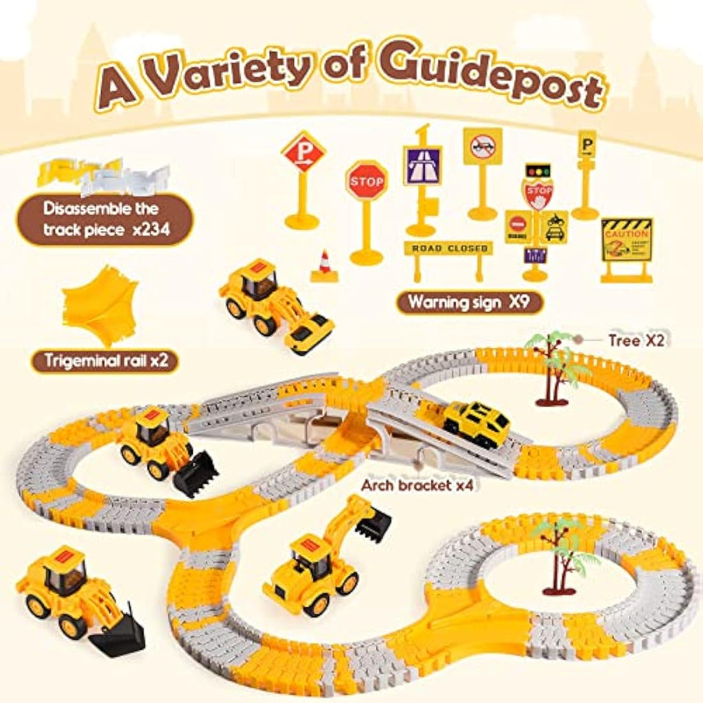 Jolof Store 5-in-1 Construction Toy Car Track Set for Boys Age 2-8
