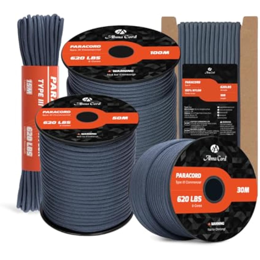 Abma Cord 4mm Type III Nylon Paracord – 9 Strands, 10m, Navy Blue