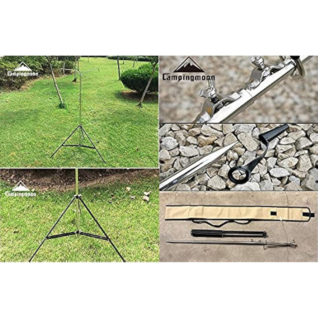 CAMPINGMOON Heavy Duty Stainless Steel Lantern Stand with Tripod & Bag