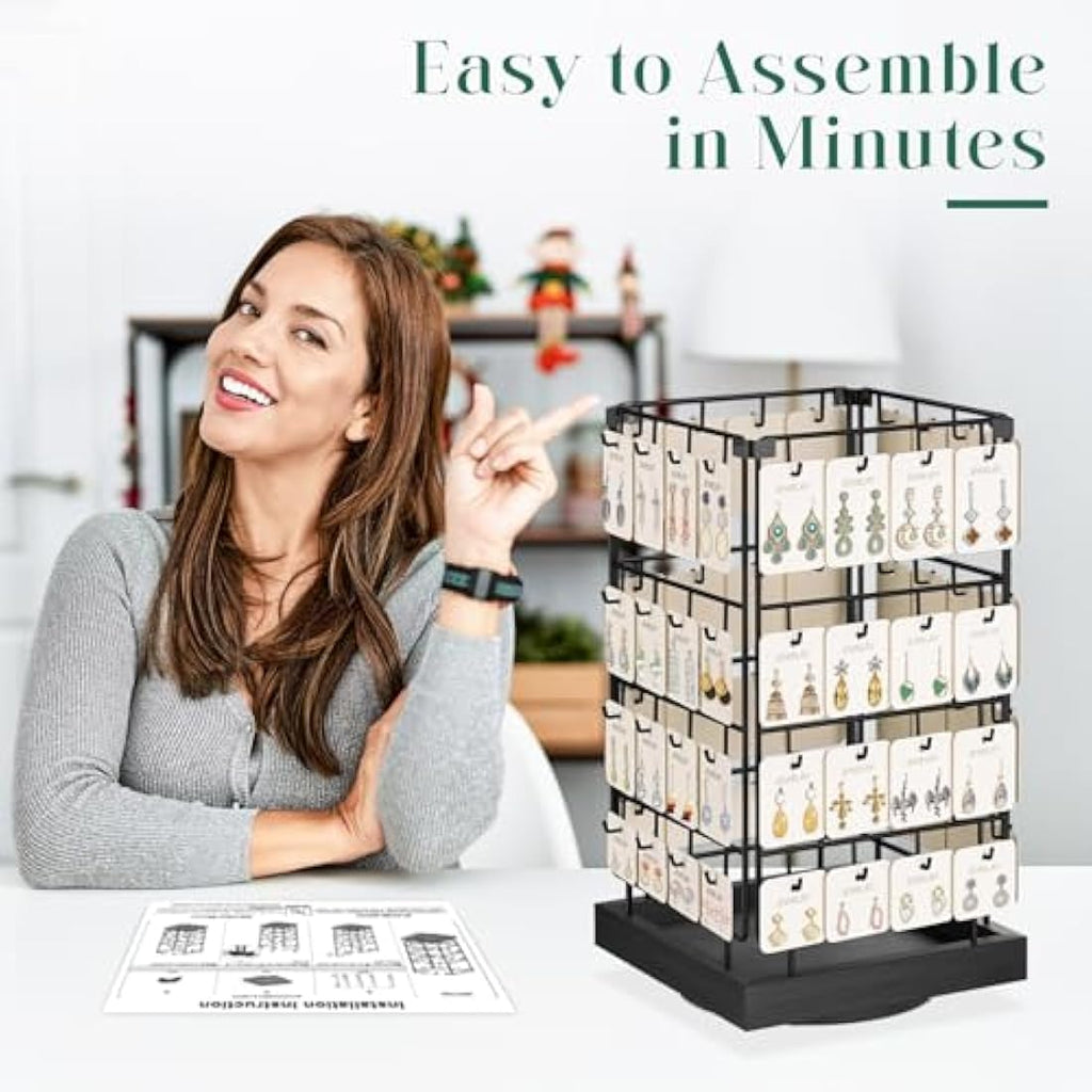 EsLuker.ly Rotating Earring Display Stand | 64 Hook Jewelry Rack