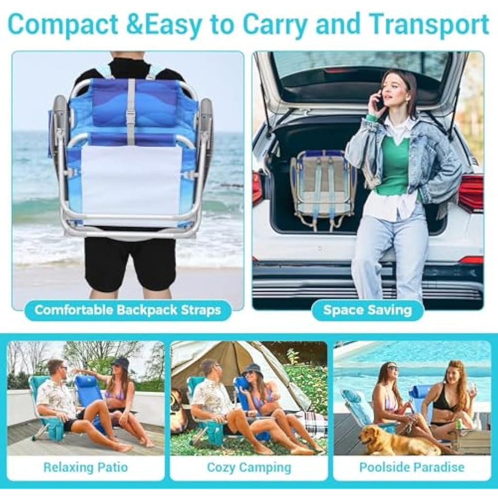 #WEJOY 4-Position Adjustable Beach Chair | Lightweight Aluminum Folding Seat