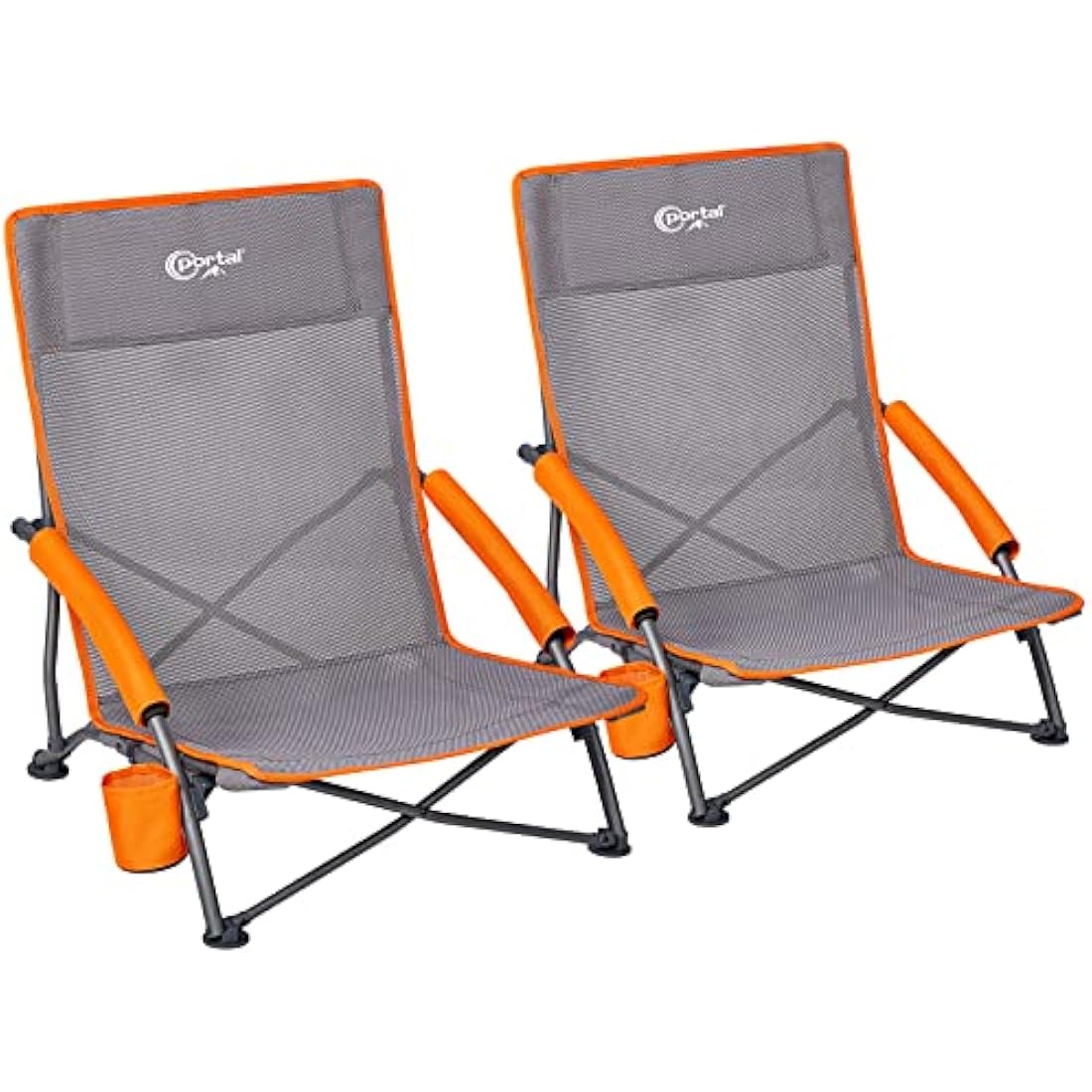 Portal Low Folding Beach Chair | Lightweight Mesh Seat with Cupholder