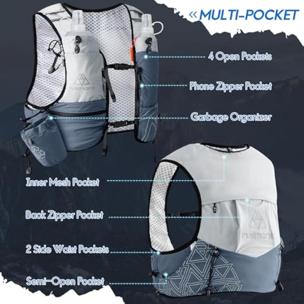 Haimont Hydration Running Vest | 8L Lightweight Trail Backpack with Flasks