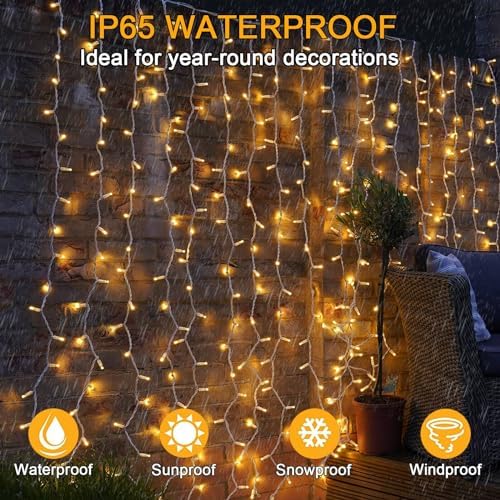 Yowin 600 LED Curtain Lights | 6m x 3m Waterproof Mains Powered Fairy Lights