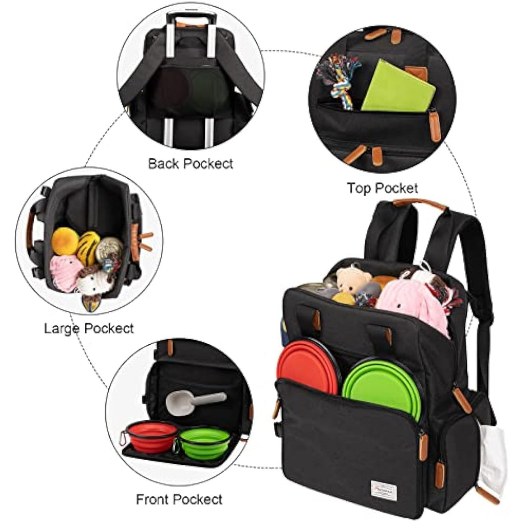 Modoker Dog Travel Bag – Airline Approved Pet Backpack Kit with Bowls