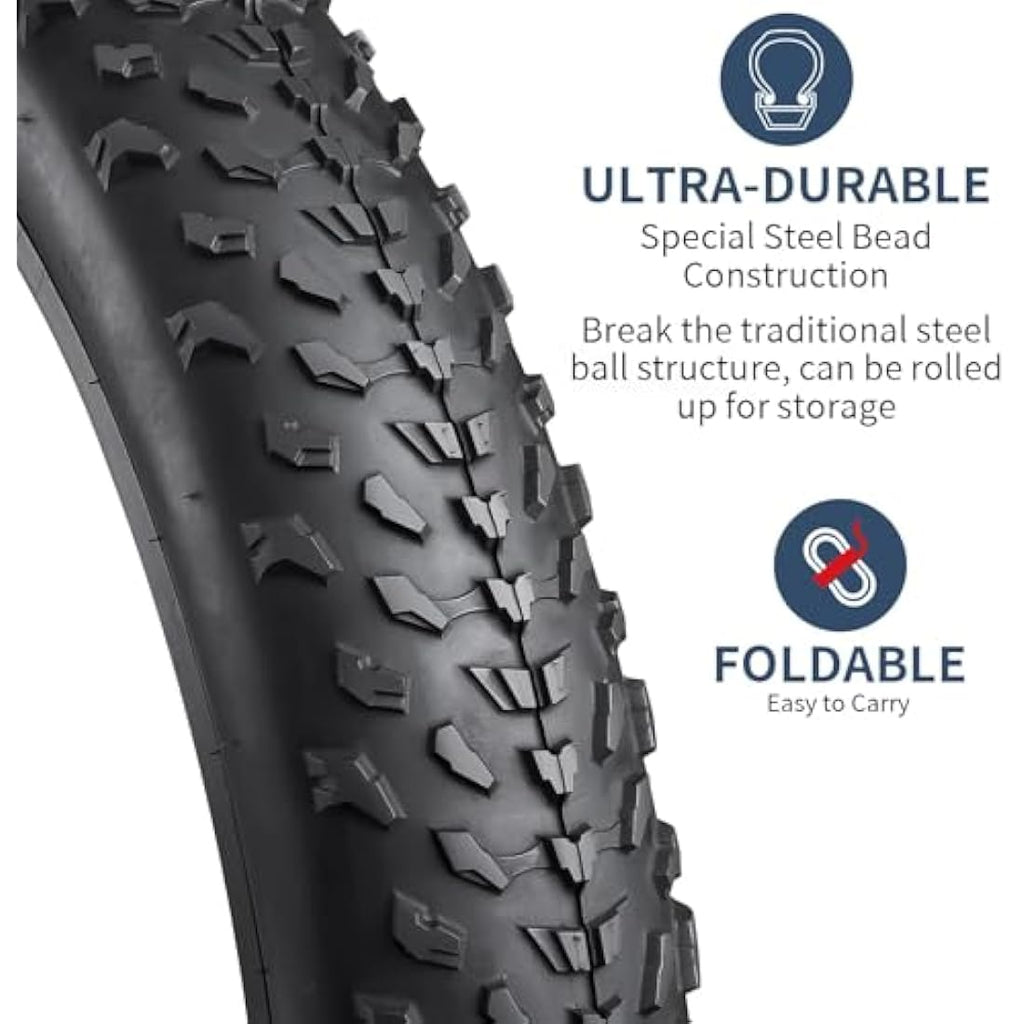 YunSCM 20x4.0 Foldable Fat Bike Tyre and Inner Tube Set for E-Bikes