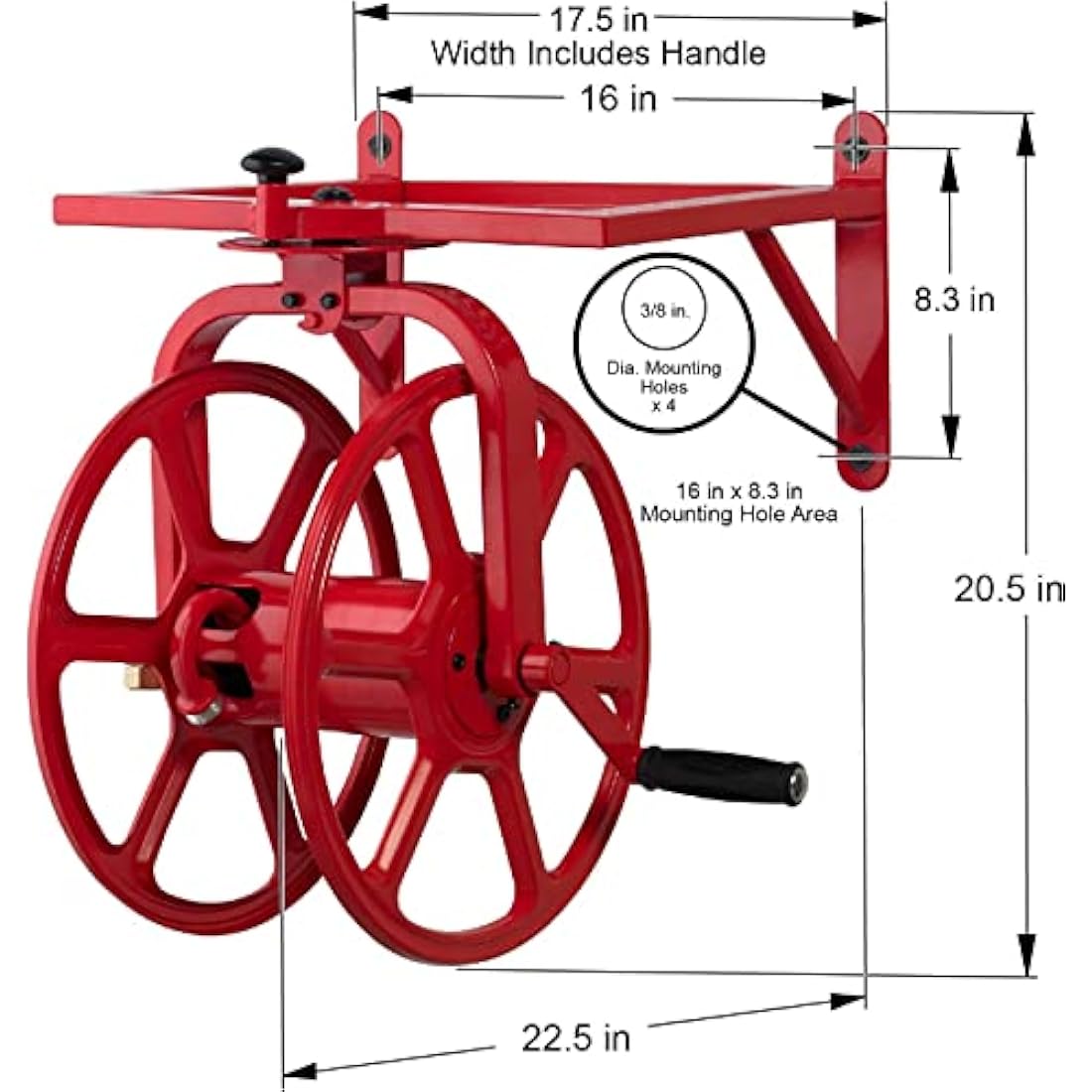 Liberty Garden Steel Hose Reel – 125-Foot Capacity with Storage Tray