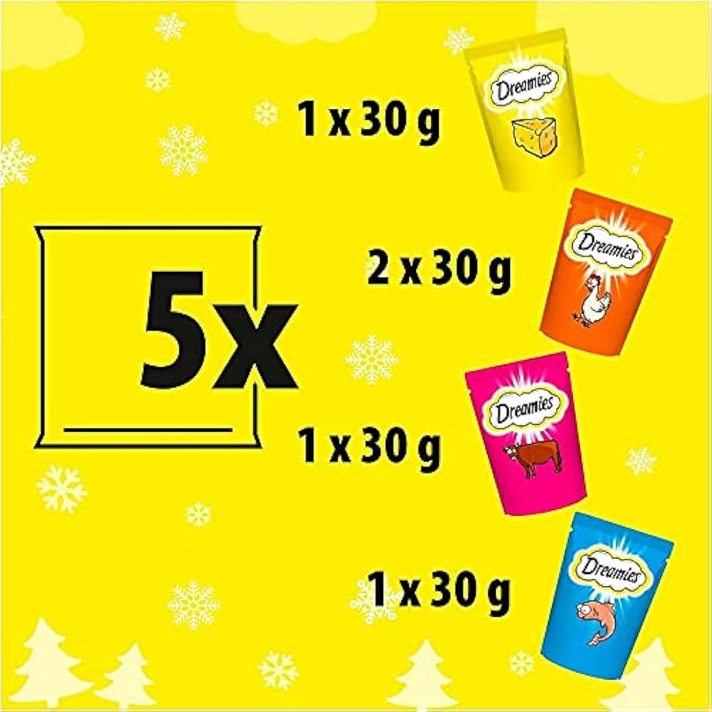 Dreamies Christmas Stocking Cat Treats - 130g Festive Pet Snack Pack