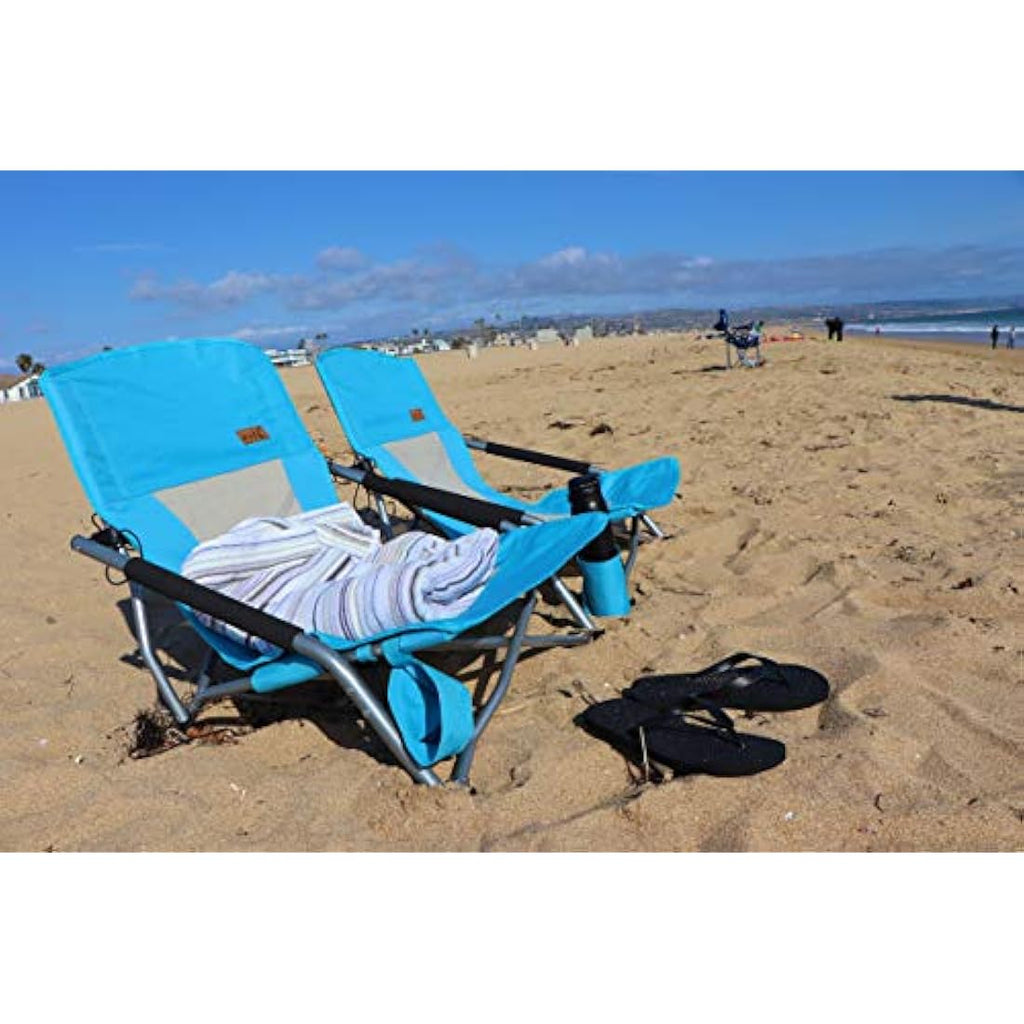 Nice C Low Beach Camping Folding Chair – Heavy Duty 300lb Capacity, Blue