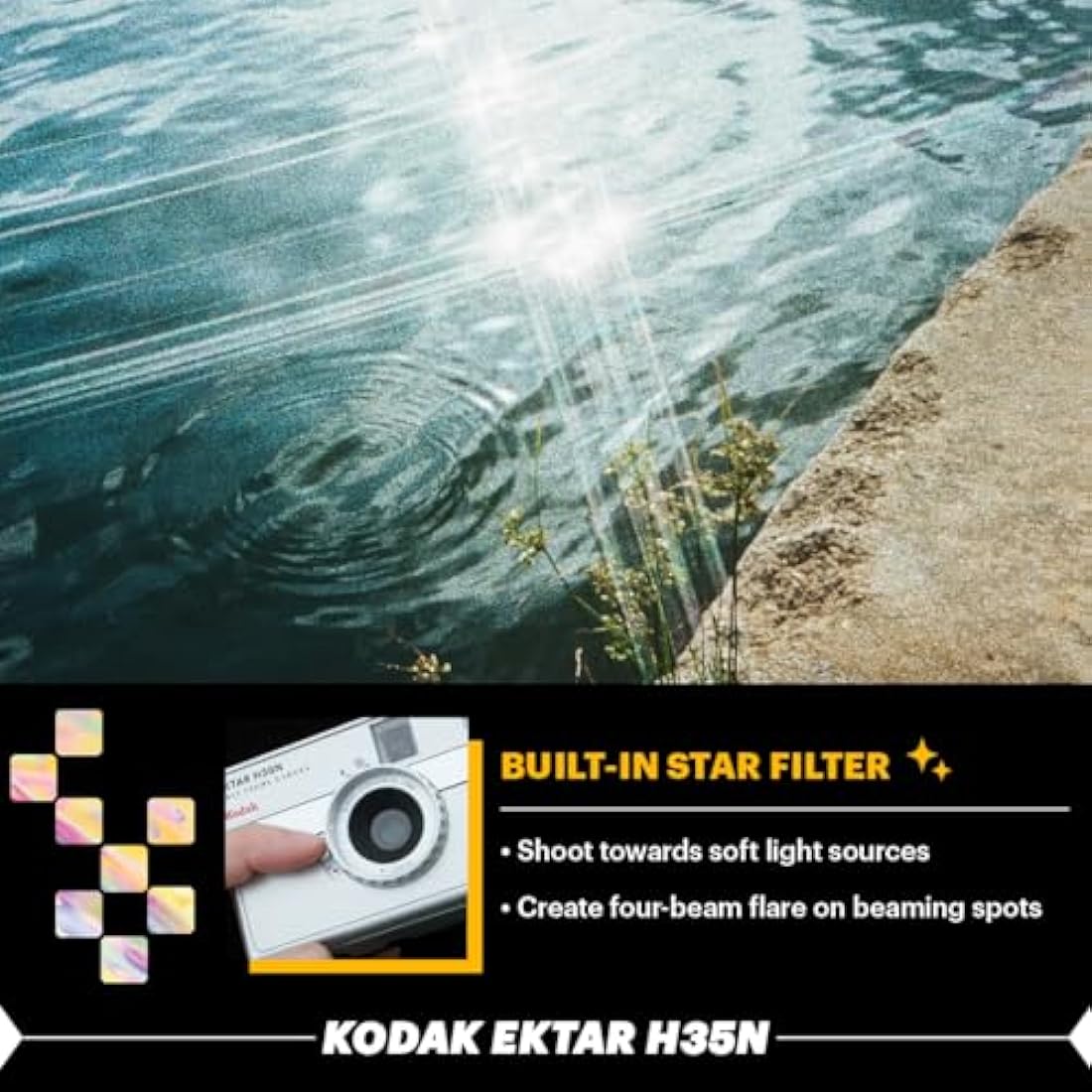 Kodak Ektar H35N Half Frame 35mm Film Camera | Star Filter | Glazed Orange