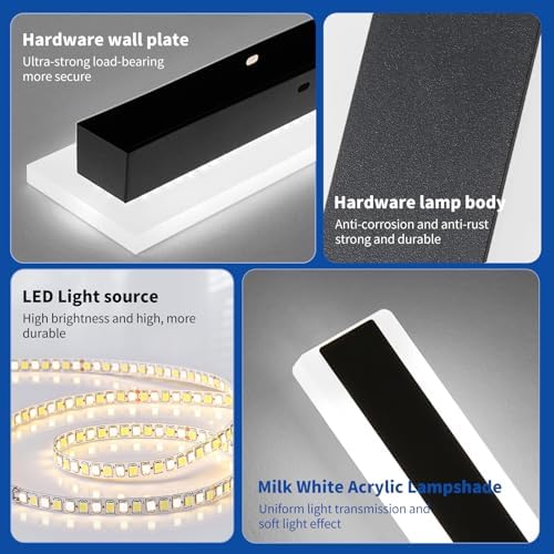 Mikeru 120cm Outdoor LED Wall Sconce | IP65 Waterproof Black Light 2-Pack