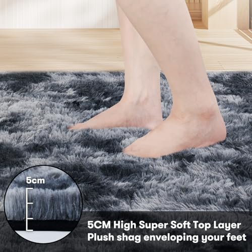 JOJOSEE Grey Shaggy Area Rug – 200x300cm Soft Fluffy Anti-Slip Carpet