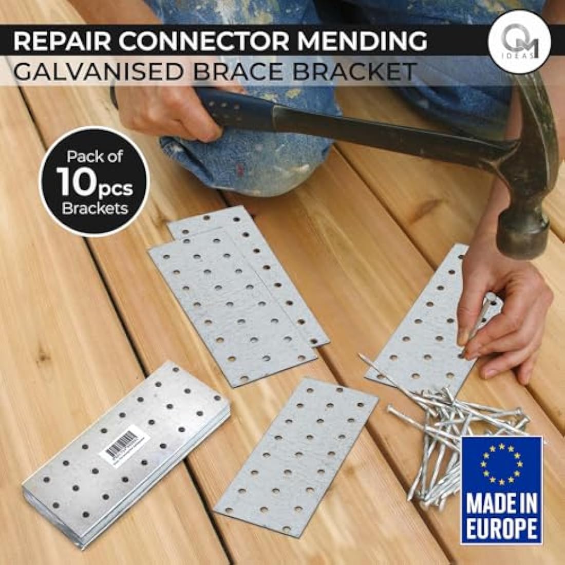 OMIDEAS 10x Flat Joining Plates – 160x60mm Galvanised Steel Brackets