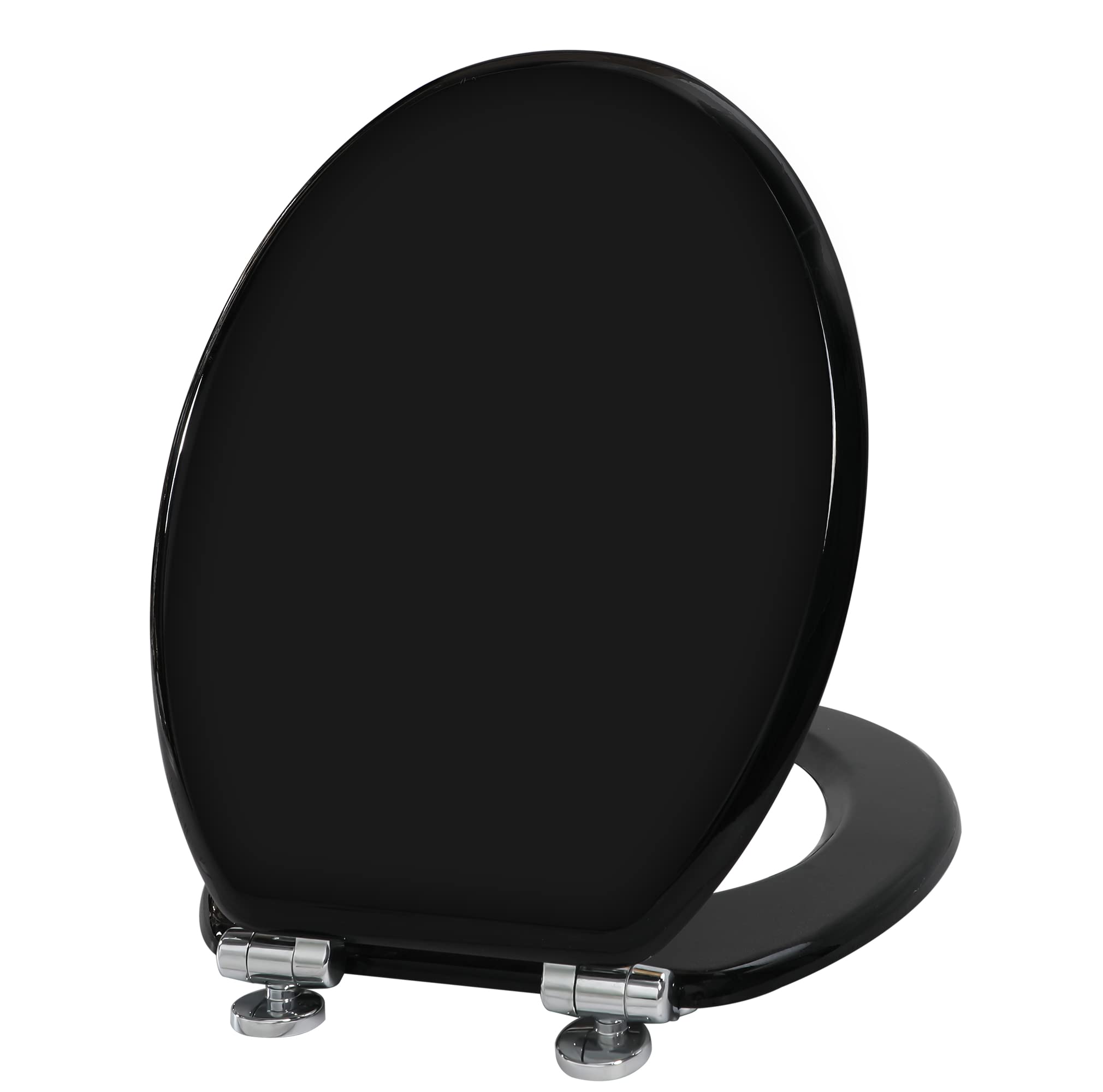 Angel Shield Black Wooden Toilet Seat | Soft Close & Quick Release