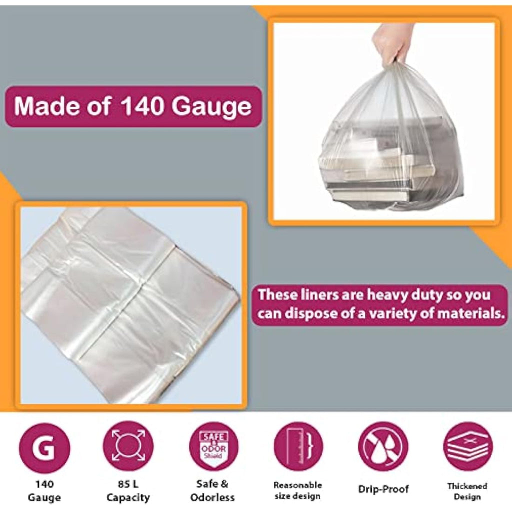Capra Falconeri Clear Bin Liners – 200 Large 85L Heavy Duty Sacks