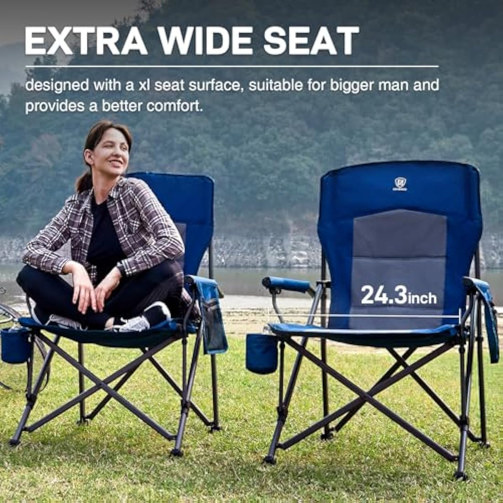 EVER ADVANCED Heavy Duty Camping Chair | Oversized 230kg Folding Seat