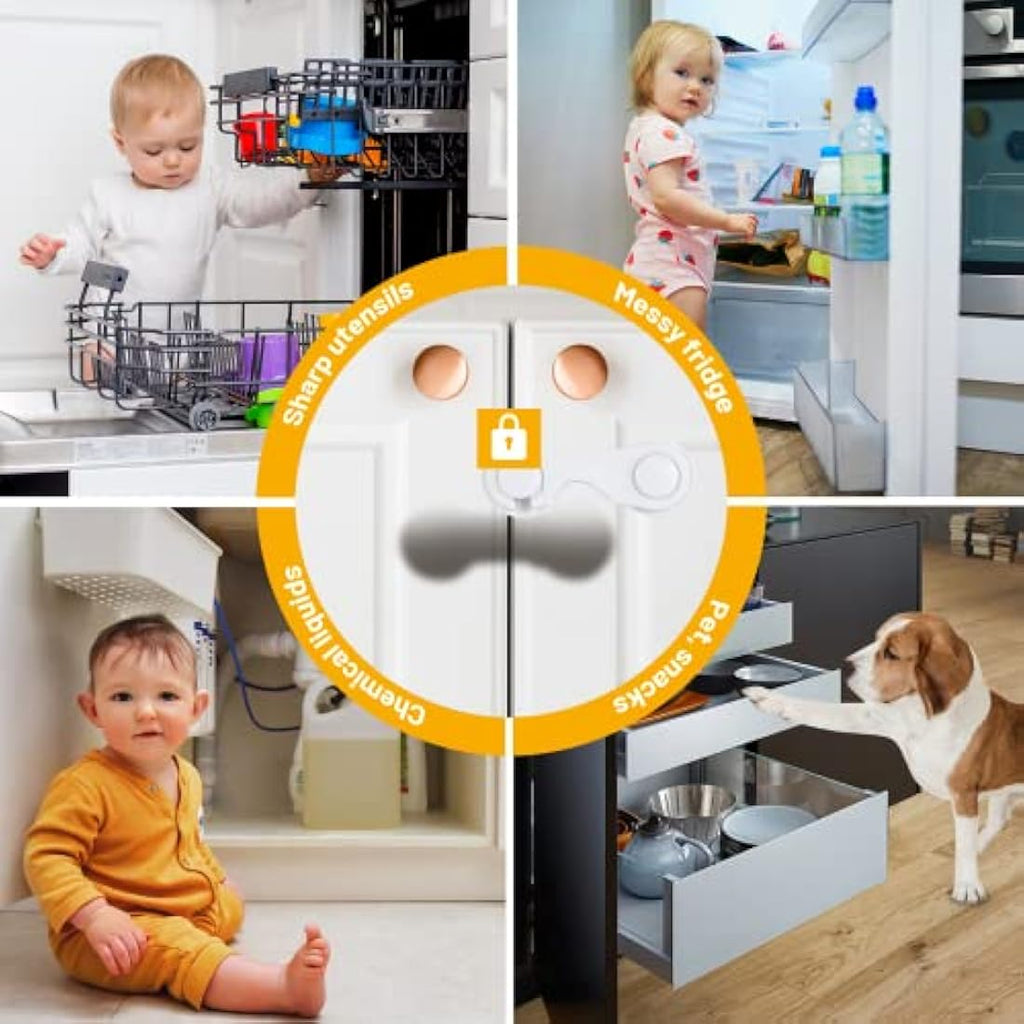 TRILINK Child Safety Cupboard Locks - 10 Pack Adhesive Baby Proofing
